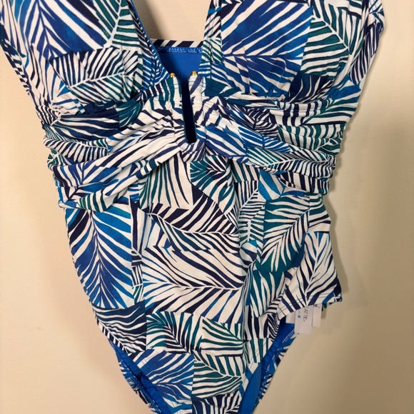 Bleu Rod Beattie Womens Swimsuit Sz 8 One Piece Blue Tropical New - Picture 4 of 8